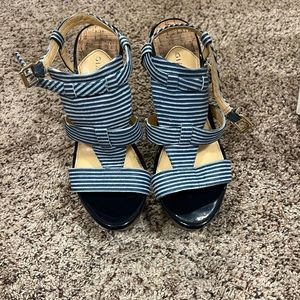 Gianni bini nautical blue stripe wedges